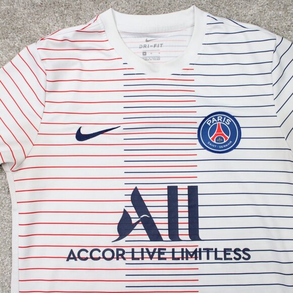 Nike x Paris Saint-Germain Shirt Mens Medium White PSG Pre-Match Training Jersey - Picture 5 of 14